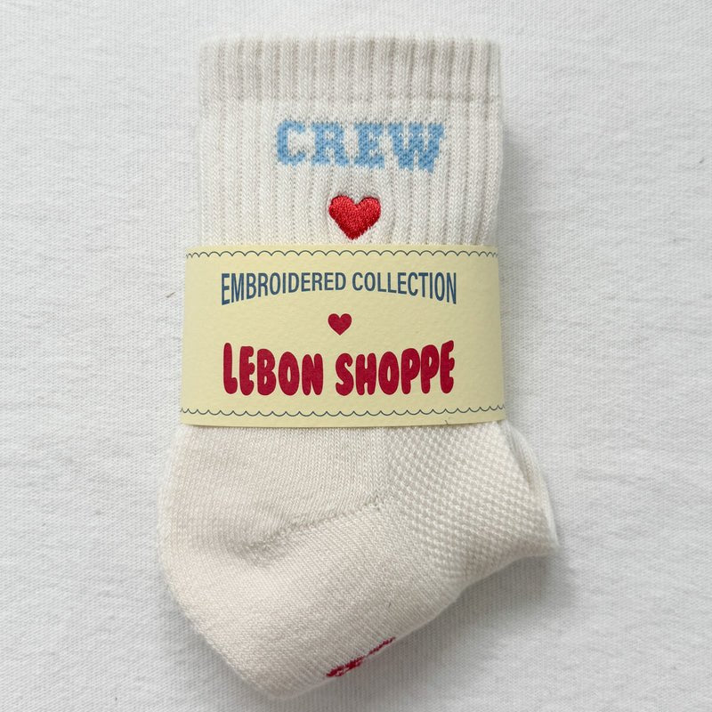 Le Bon Shoppe Embroidered Crew Socks Vanilla - Steranko Clothing Manchester