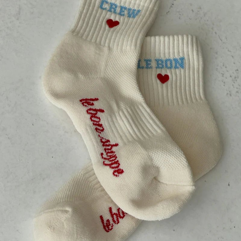 Le Bon Shoppe Embroidered Crew Socks Vanilla - Steranko Clothing Manchester