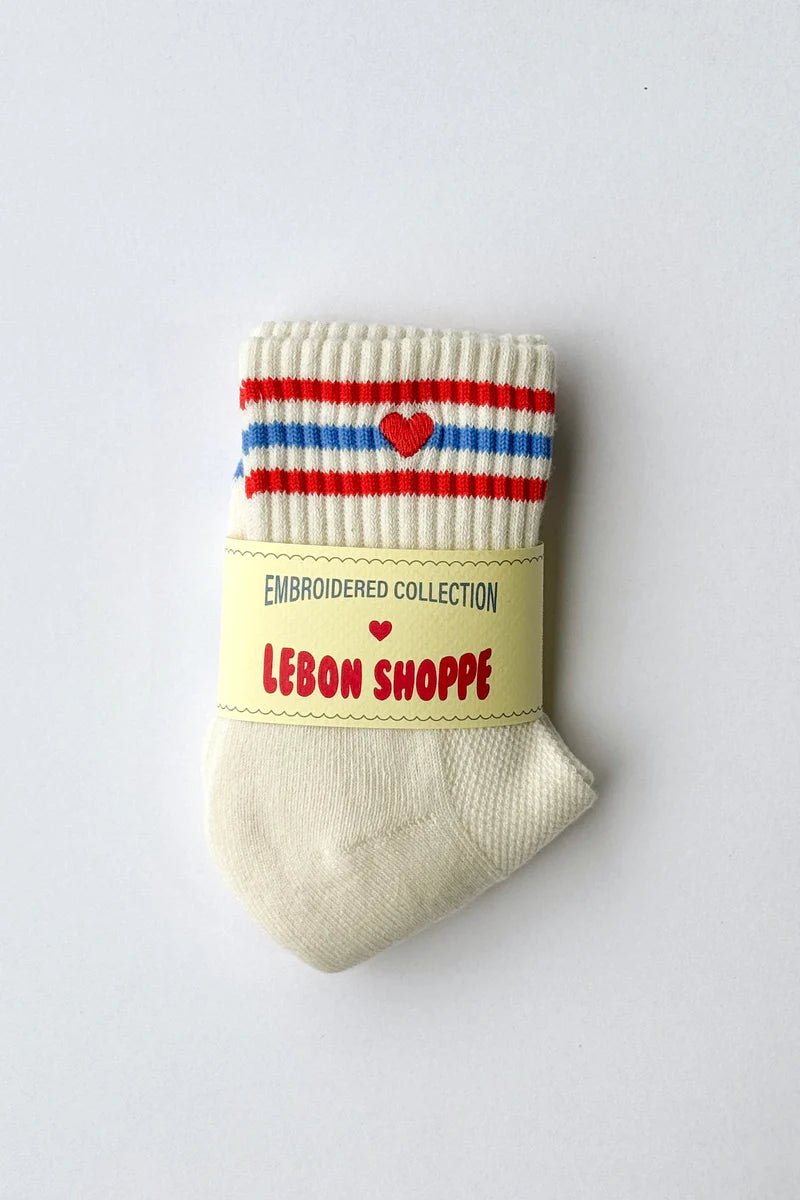 Le Bon Shoppe Embroidered Girlfriend Socks Leche Heart - Steranko Clothing Manchester