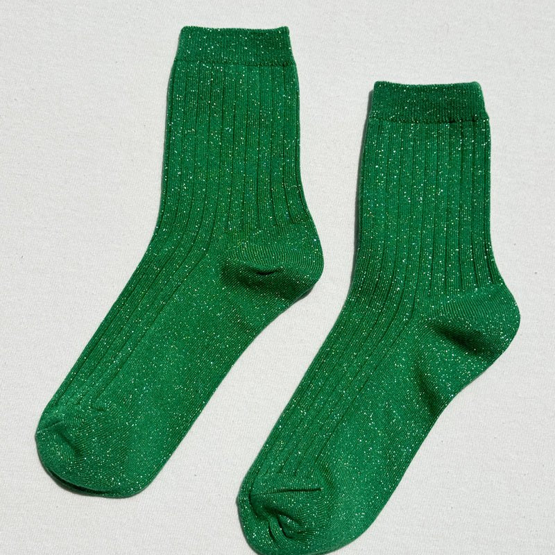 Le Bon Shoppe Her Modal Lurex Socks Emerald Glitter - Steranko Clothing Manchester