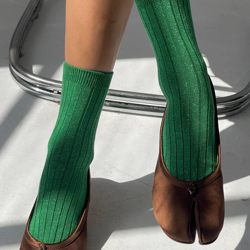 Le Bon Shoppe Her Modal Lurex Socks Emerald Glitter - Steranko Clothing Manchester
