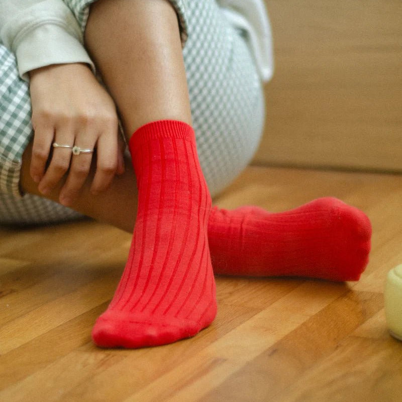 Le Bon Shoppe Her Socks (MC Cotton) Classic Red - Steranko Clothing Manchester