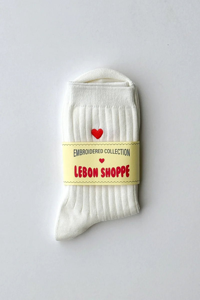 Le Bon Shoppe Her Socks (MC Cotton) Classic White + Heart - Steranko Clothing Manchester