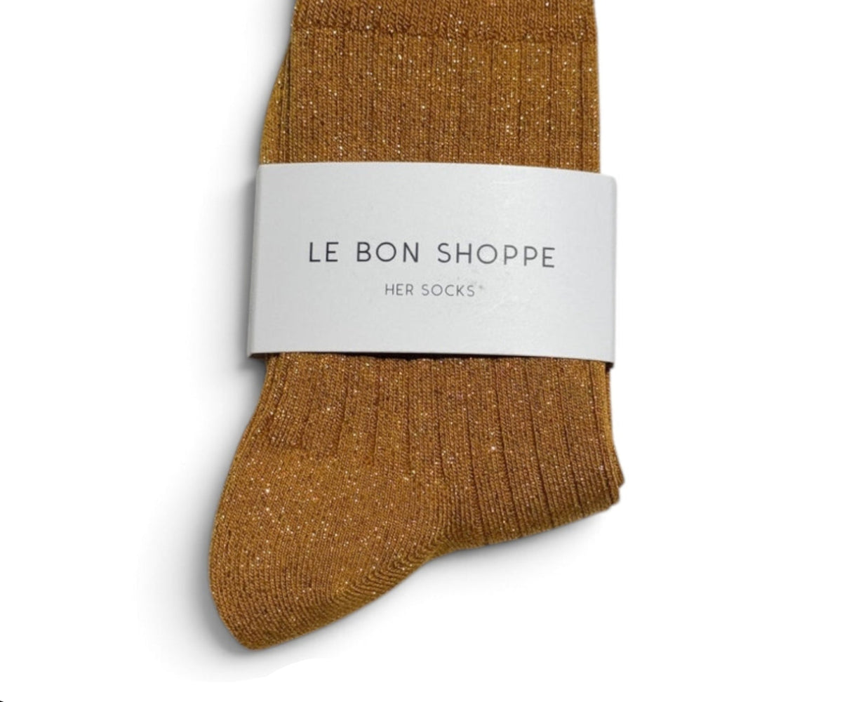 Le Bon Shoppe Her Socks Modal Lurex Mustard Glitter - Steranko Clothing Manchester