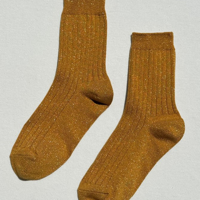 Le Bon Shoppe Her Socks Modal Lurex Mustard Glitter - Steranko Clothing Manchester