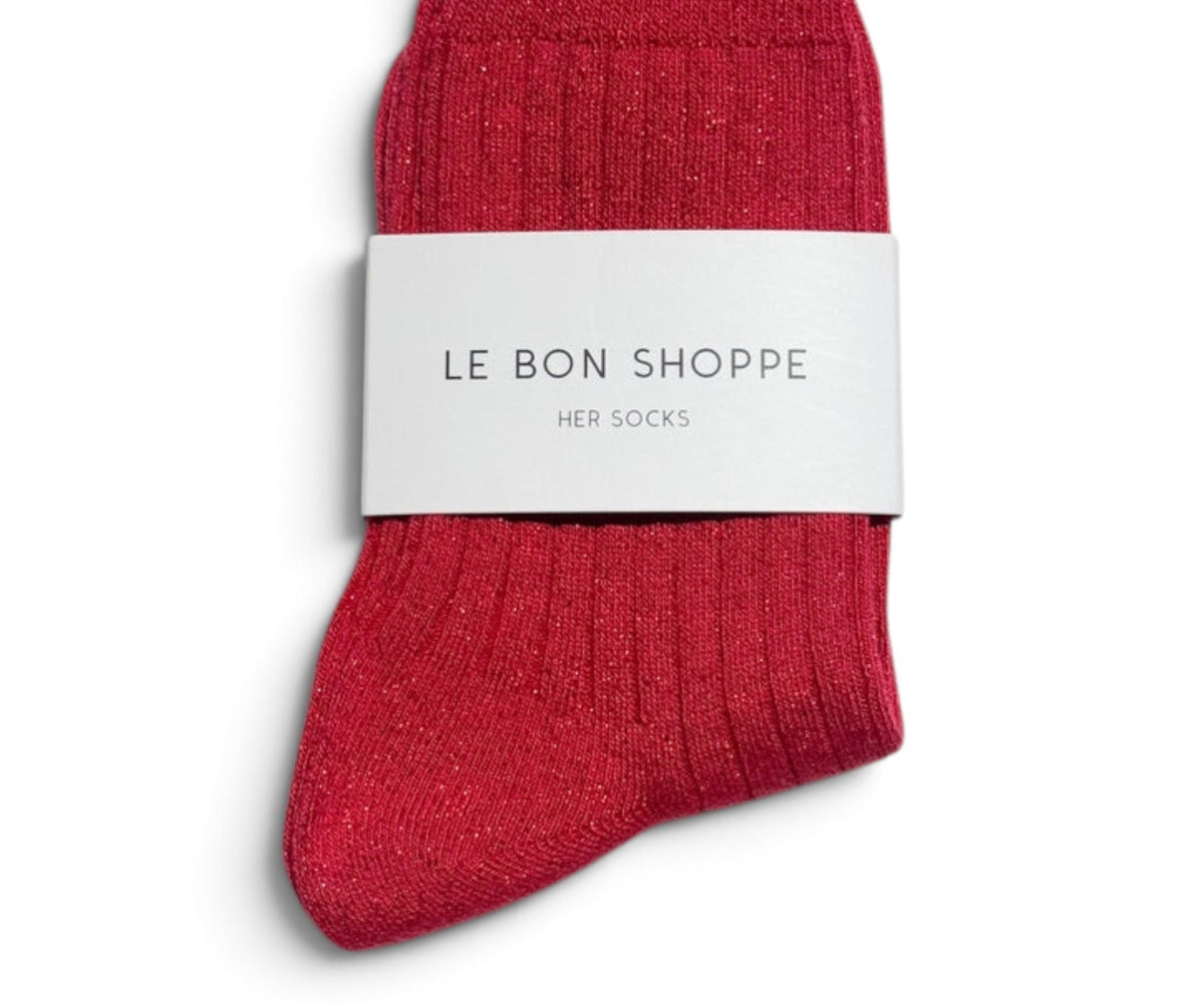 Le Bon Shoppe Her Socks Modal Lurex Ruby Glitter - Steranko Clothing Manchester