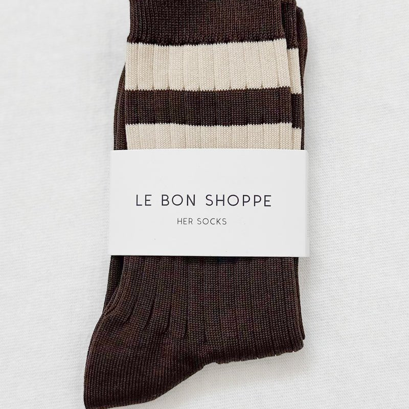 Le Bon Shoppe Her Varsity Socks Espresso - Steranko Clothing Manchester
