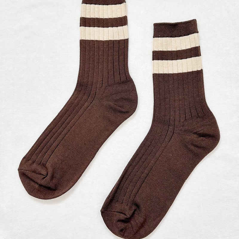 Le Bon Shoppe Her Varsity Socks Espresso - Steranko Clothing Manchester