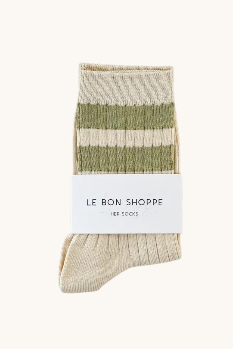 Le Bon Shoppe Her Varsity Socks Guacamole - Steranko Clothing Manchester