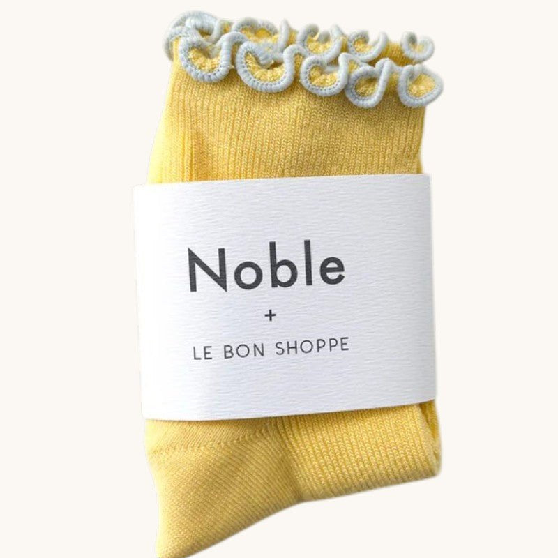 Le Bon Shoppe Petite Ruffled Modal Socks Butter/Baby Blue - Steranko Clothing Manchester