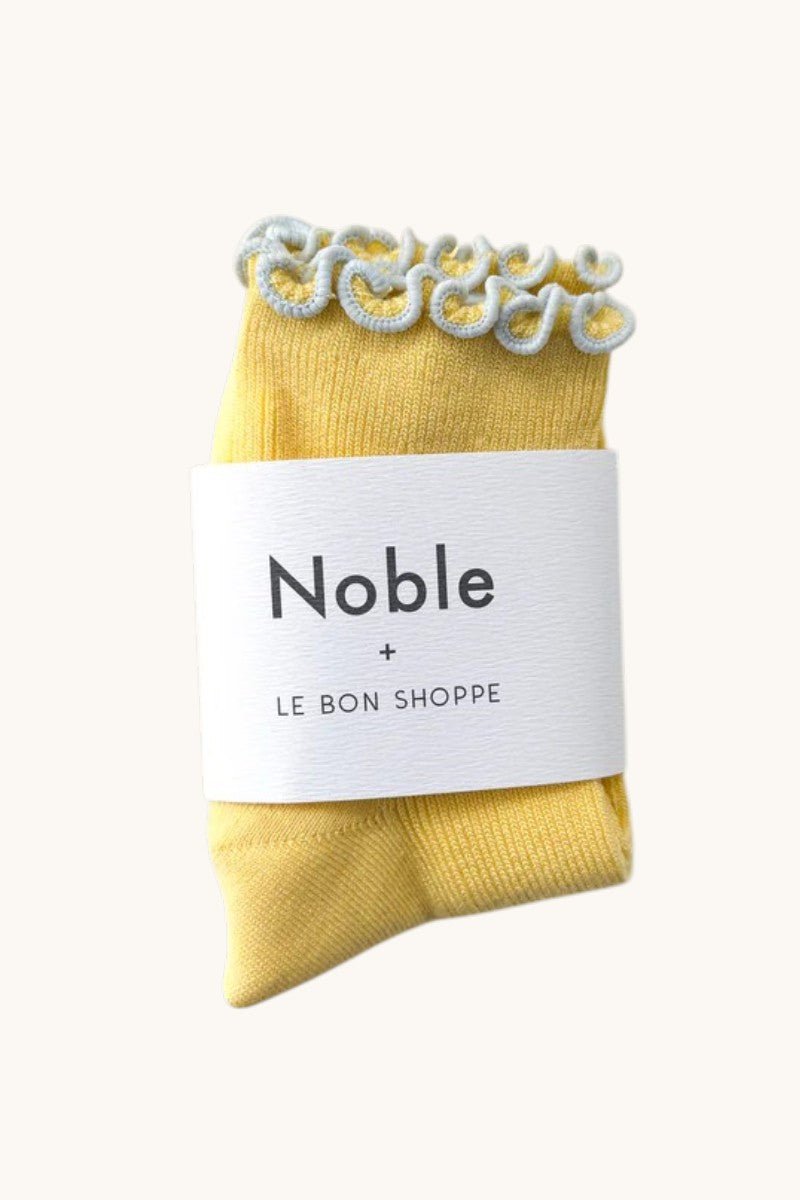 Le Bon Shoppe Petite Ruffled Modal Socks Butter/Baby Blue - Steranko Clothing Manchester