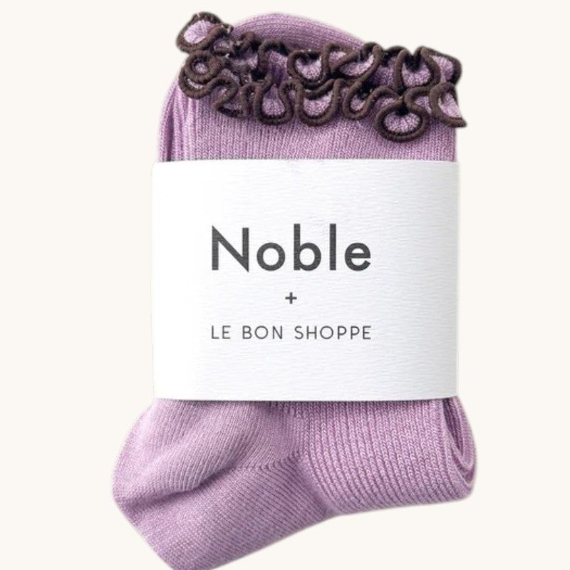 Le Bon Shoppe Petite Ruffled Modal Socks Lilac/Brown - Steranko Clothing Manchester