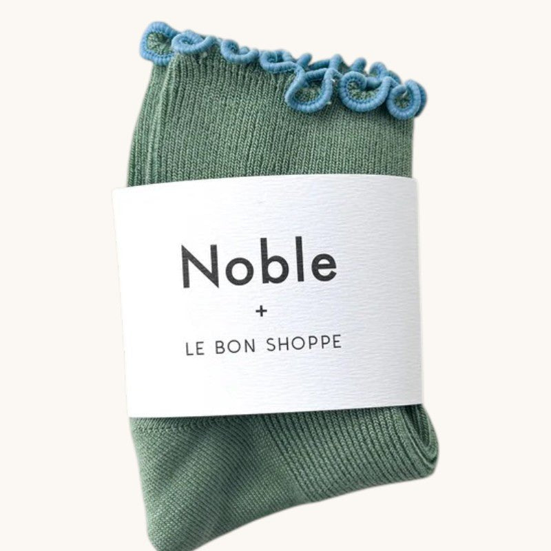 Le Bon Shoppe Petite Ruffled Modal Socks Sea Glass/Powder Blue - Steranko Clothing Manchester