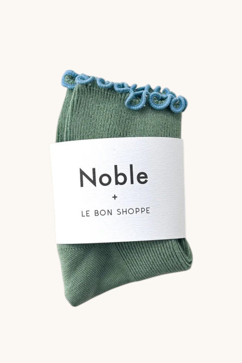 Le Bon Shoppe Petite Ruffled Modal Socks Sea Glass/Powder Blue - Steranko Clothing Manchester