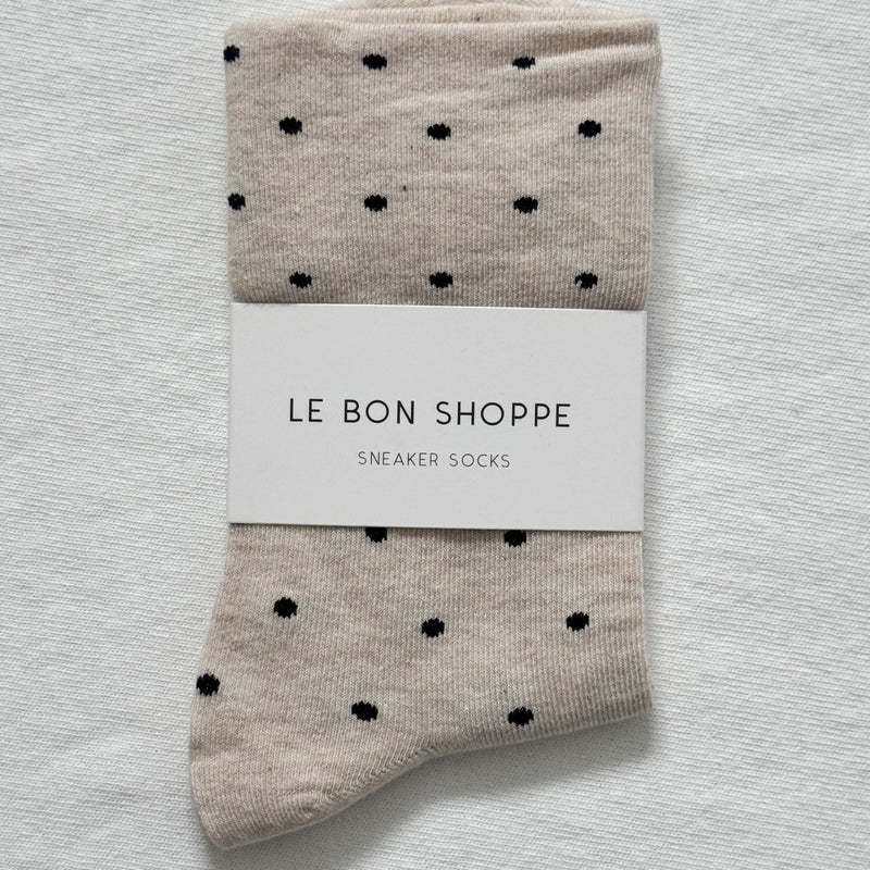 Le Bon Shoppe Polka Dot Sneaker Socks Oatmeal/Black - Steranko Clothing Manchester