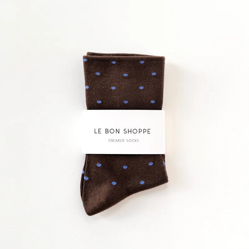 Le Bon Shoppe Sneaker Socks Polka Dot Cacao/Blue - Steranko Clothing Manchester