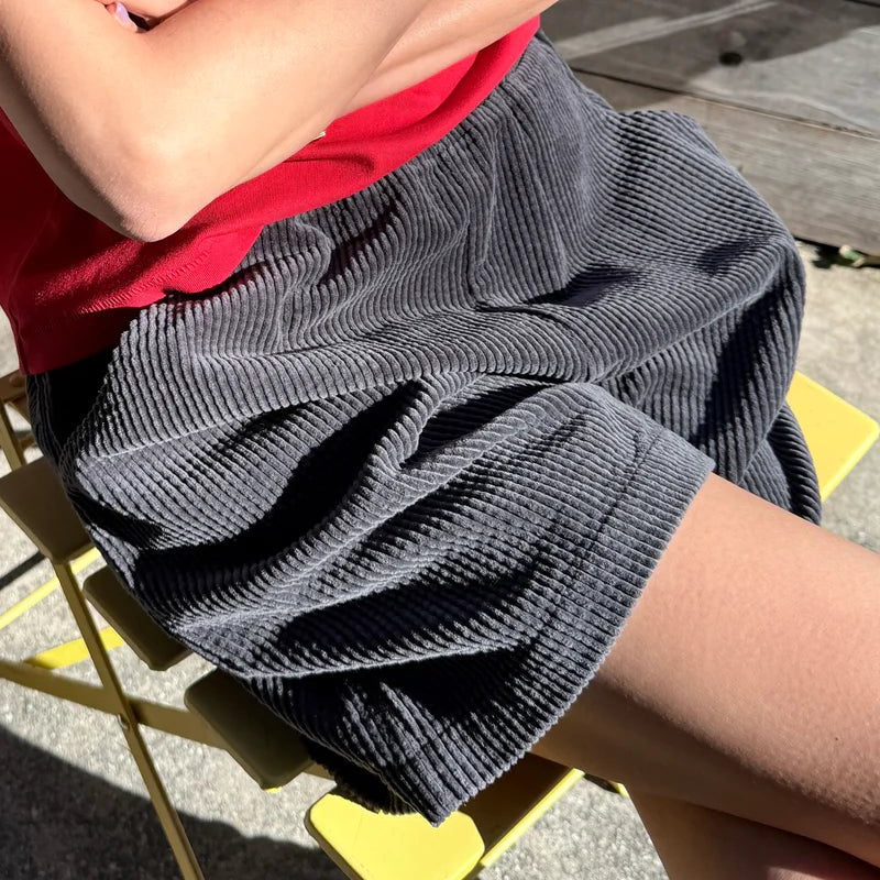 Le Bon Shoppe Soft Corduroy City Shorts Charcoal - Steranko Clothing Manchester