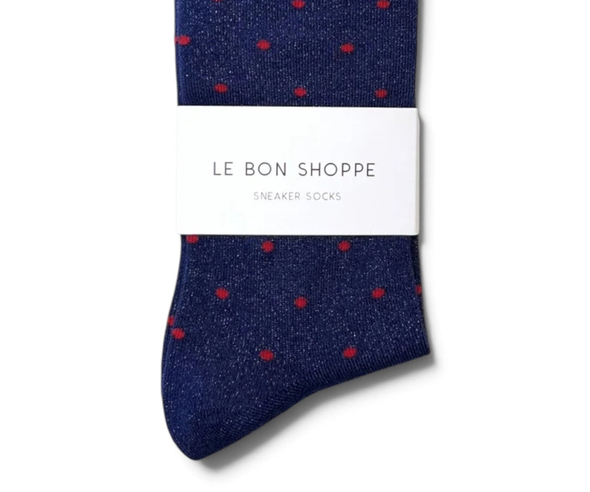 Le Bon Shoppe Sparkle Polka Dot Socks Blue/Red - Steranko Clothing Manchester