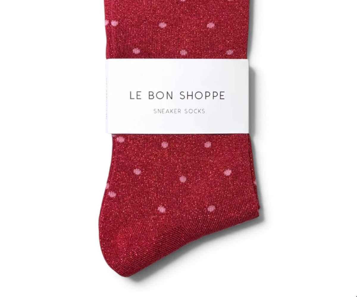 Le Bon Shoppe Sparkle Polka Dot Socks Red/Pink - Steranko Clothing Manchester