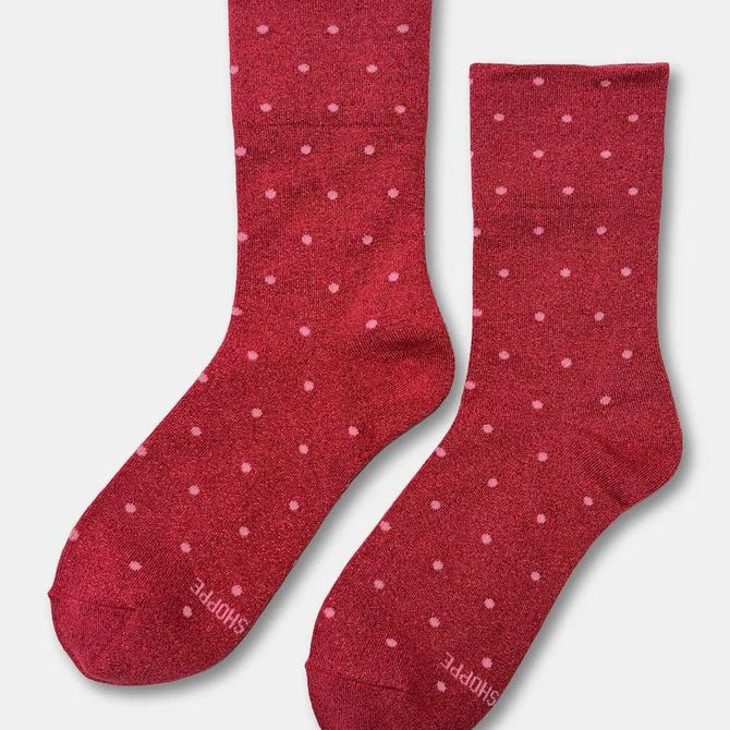 Le Bon Shoppe Sparkle Polka Dot Socks Red/Pink - Steranko Clothing Manchester