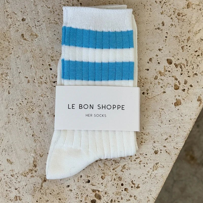 Le Bon Shoppe Varsity Her Socks Blue Stripe - Steranko Clothing Manchester
