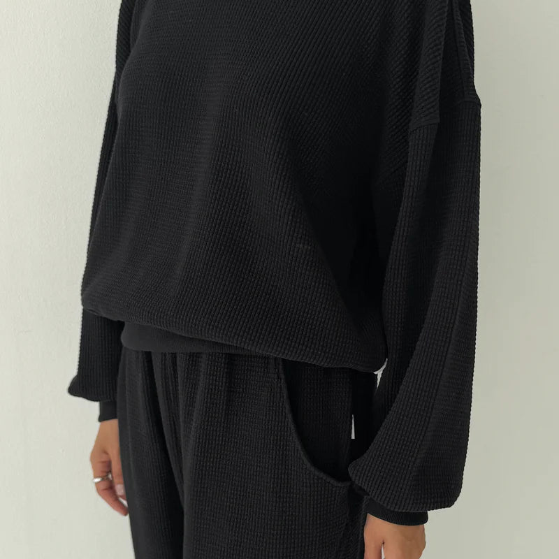 Le Bon Shoppe Waffle Core Sweatshirt True Black - Steranko Clothing Manchester