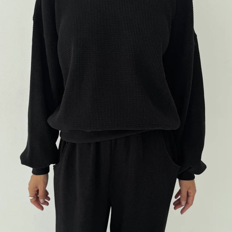 Le Bon Shoppe Waffle Core Sweatshirt True Black - Steranko Clothing Manchester