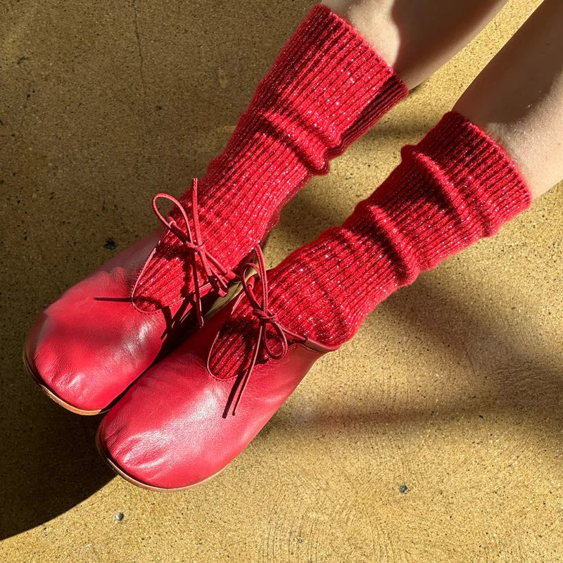 Le Bon Shoppe Winter Sparkle Socks Poinsettia - Steranko Clothing Manchester