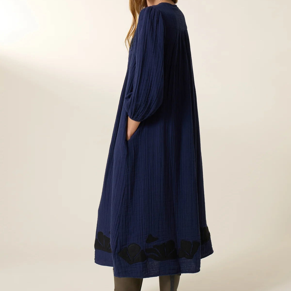 Leon & Harper Romaine Beads Dress Navy - Steranko Clothing Manchester