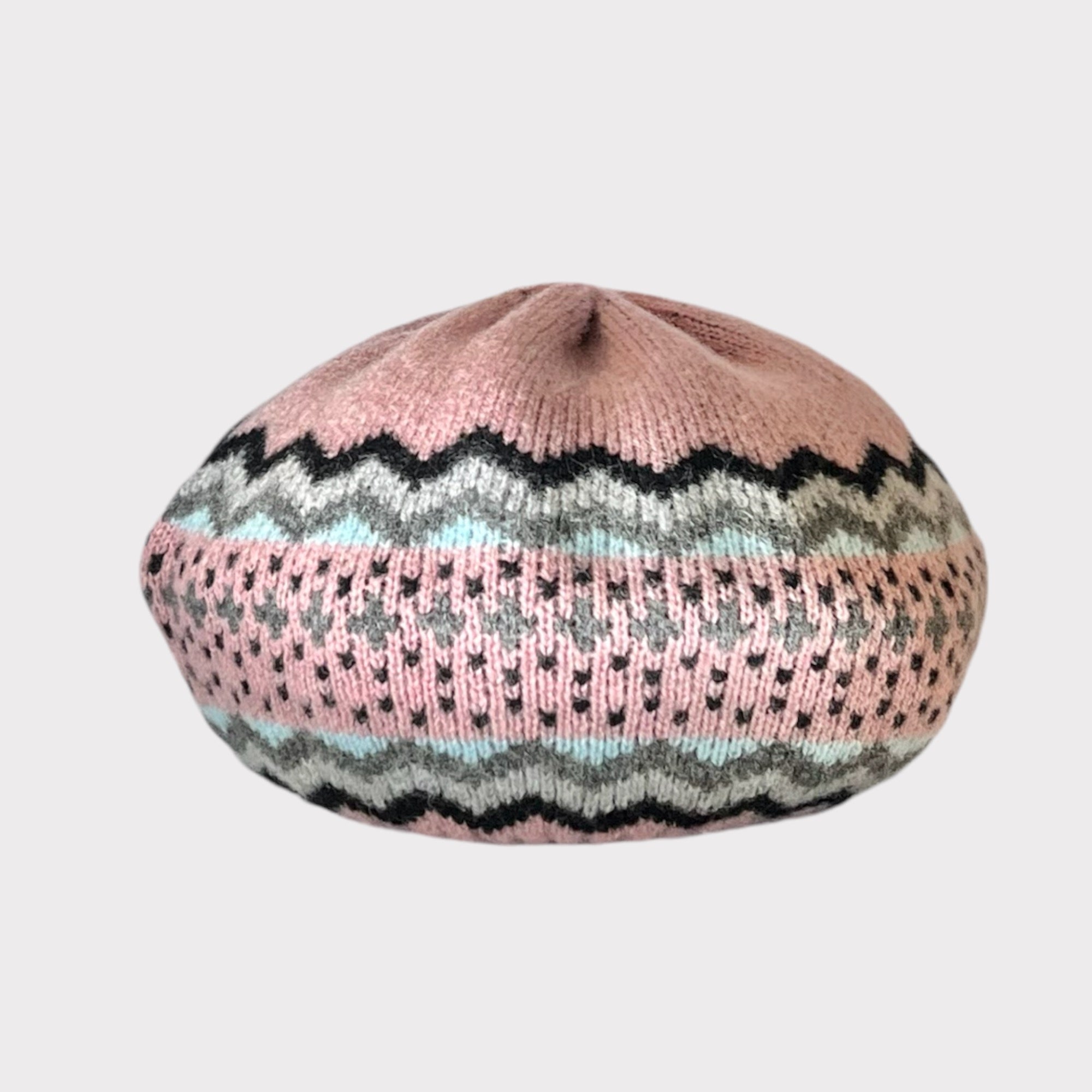 Mackie Hope Beret Fairisle Pink - Steranko Clothing Manchester