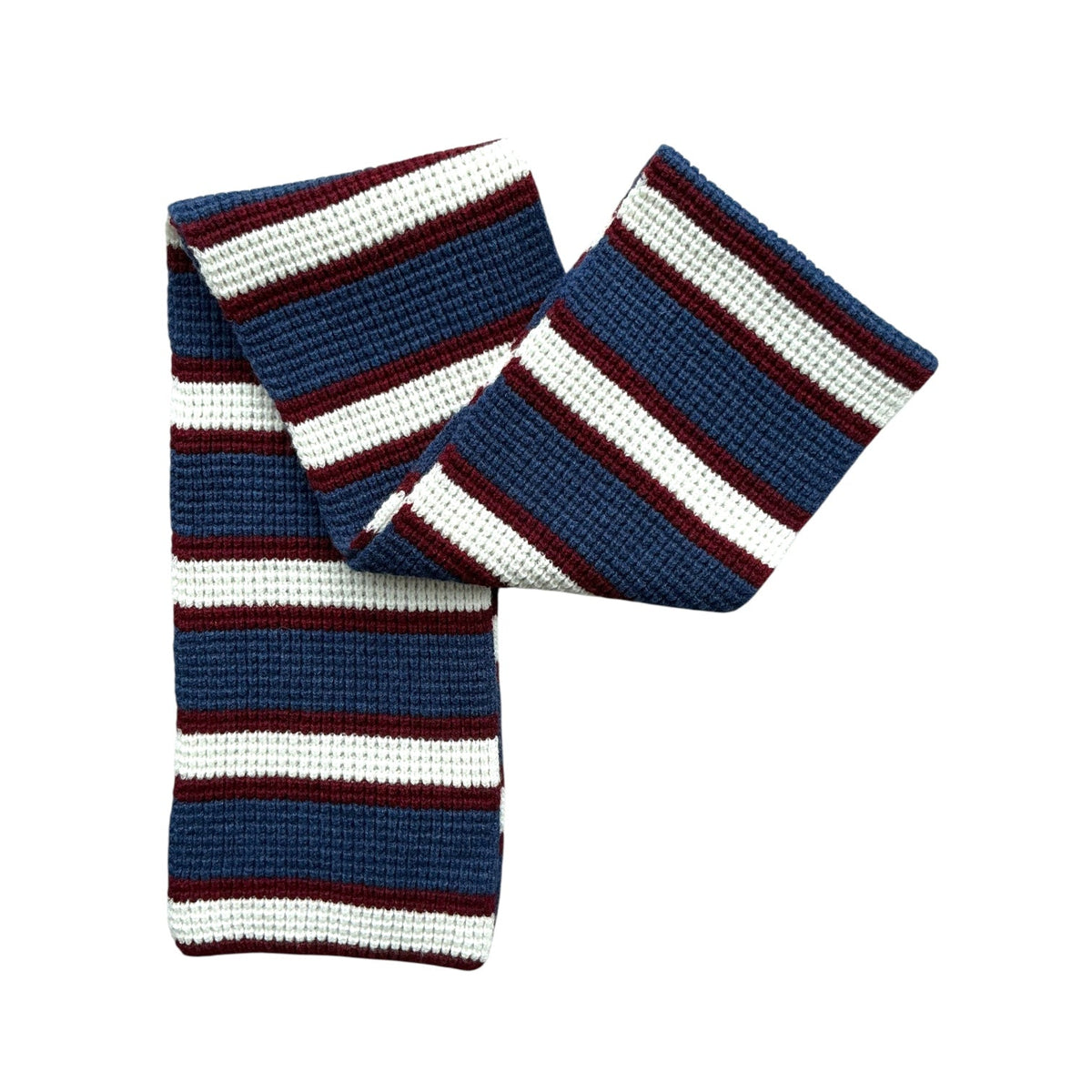 Mackie Lowes Bar Scarf Burgundy Blue Off White - Steranko Clothing Manchester