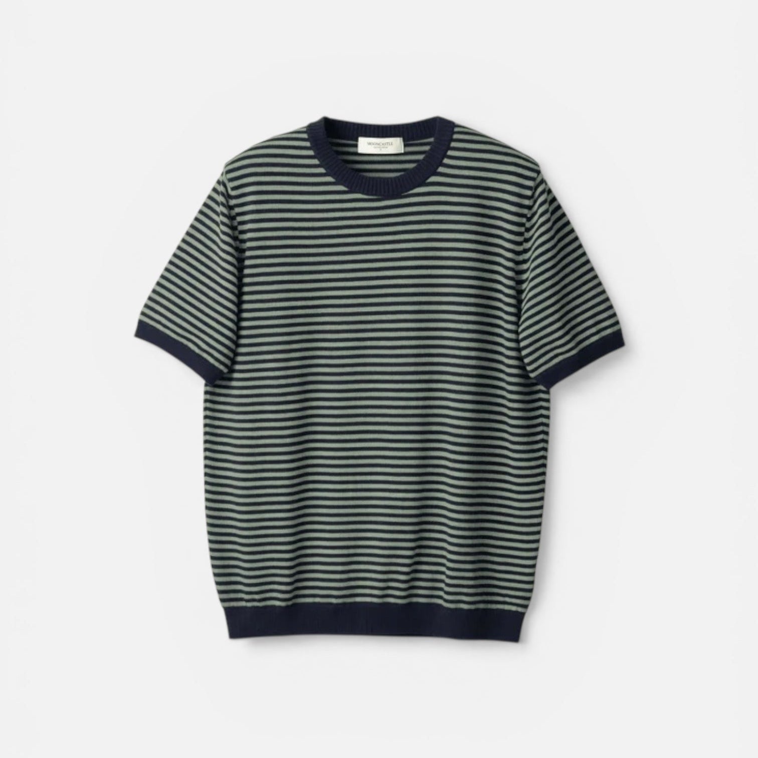 Mooncastle Ice Cotton Border Crewneck Navy Olive - Steranko Clothing Manchester
