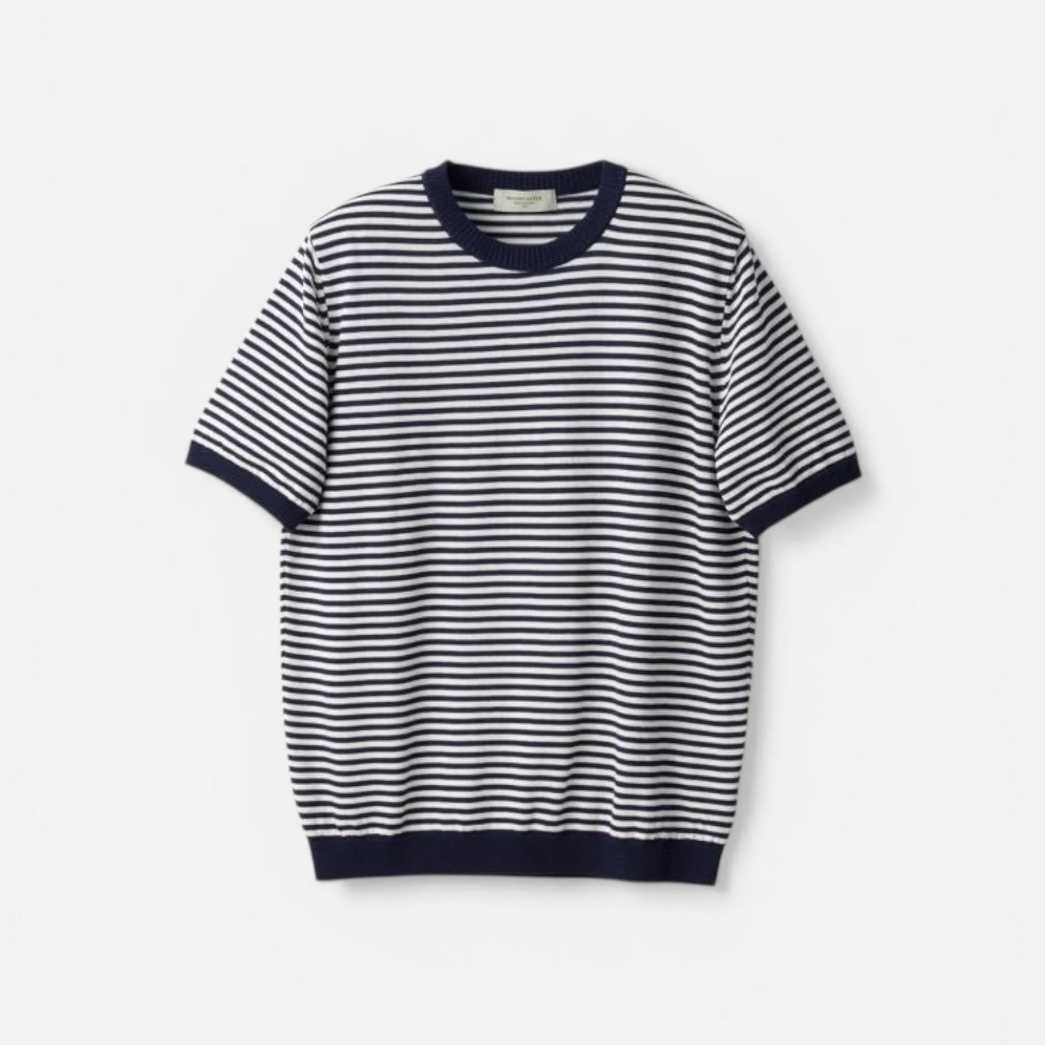 Mooncastle Ice Cotton Border Crewneck Navy White - Steranko Clothing Manchester
