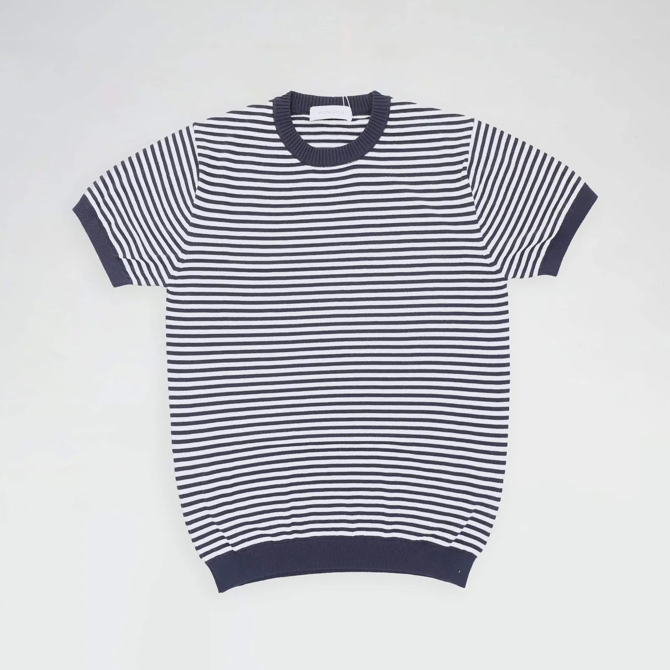 Mooncastle Ice Cotton Border Crewneck Navy White - Steranko Clothing Manchester