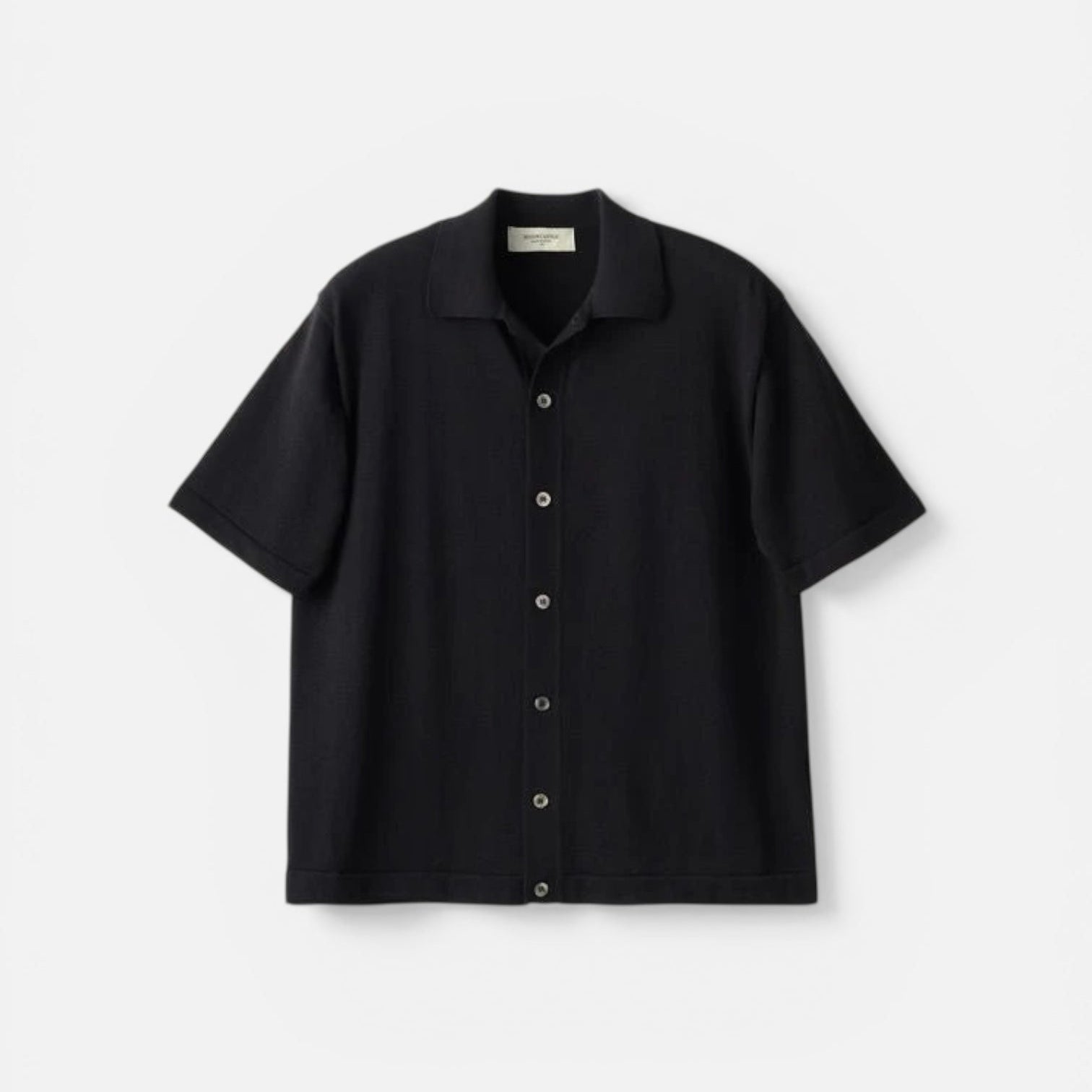 Mooncastle Ice Cotton Open Collar Shirt Black - Steranko Clothing Manchester