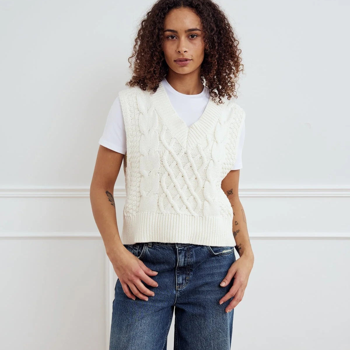 Noella Gio Knit Vest Ivory - Steranko Clothing Manchester