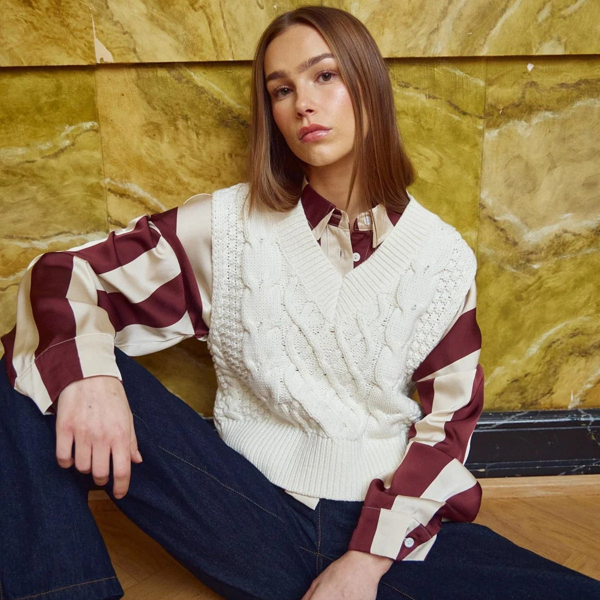 Noella Gio Knit Vest Ivory - Steranko Clothing Manchester