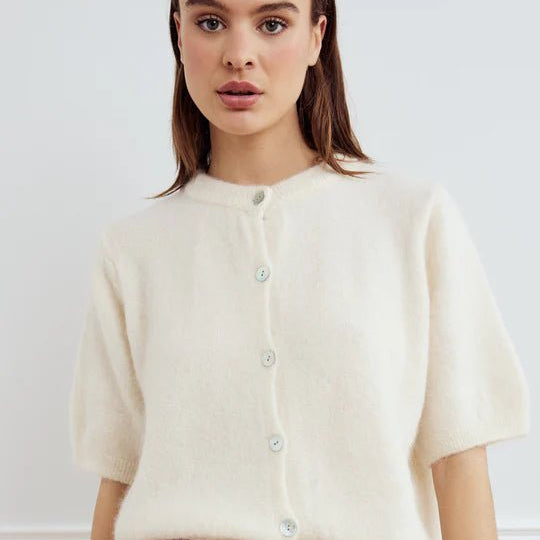 Noella Kae SS Knit Cardigan Oyster - Steranko Clothing Manchester