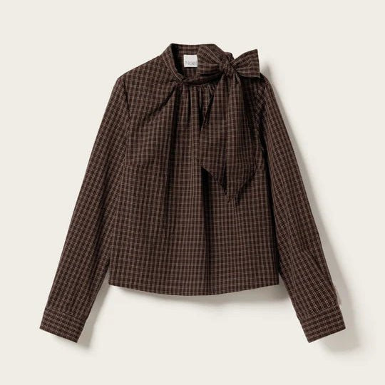 Noella Kesha L/S Blouse Cari Brown Check - Steranko Clothing Manchester