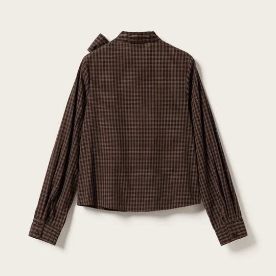 Noella Kesha L/S Blouse Cari Brown Check - Steranko Clothing Manchester