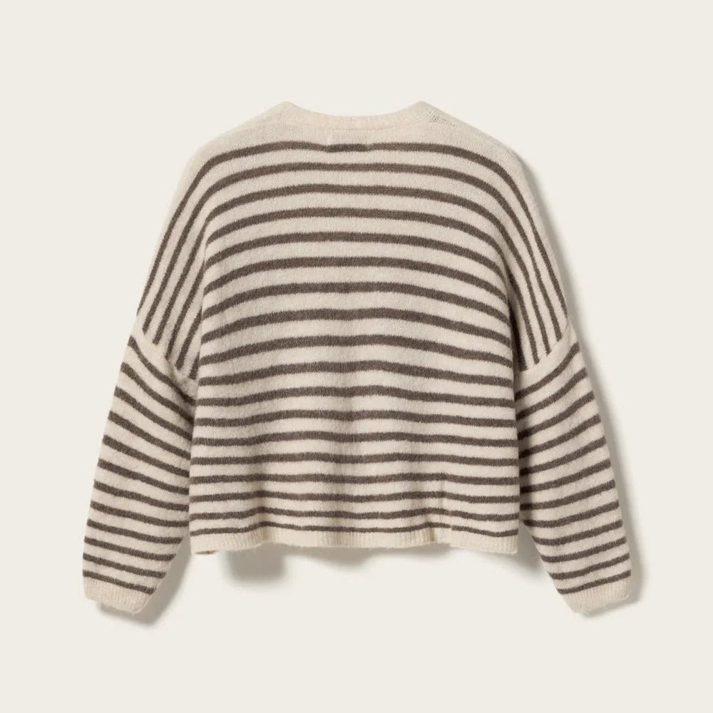 Noella Lenda Knit Cardigan Brown Ivory Stripe - Steranko Clothing Manchester
