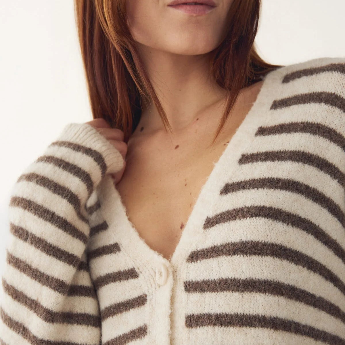 Noella Lenda Knit Cardigan Brown Ivory Stripe - Steranko Clothing Manchester