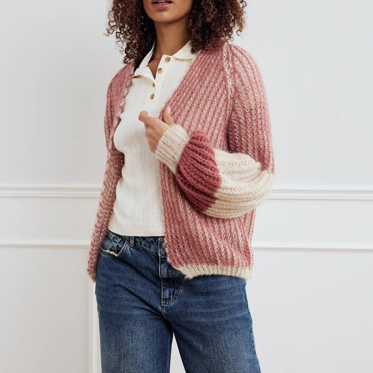 Noella Liana Knit Cardigan Rose Cream - Steranko Clothing Manchester