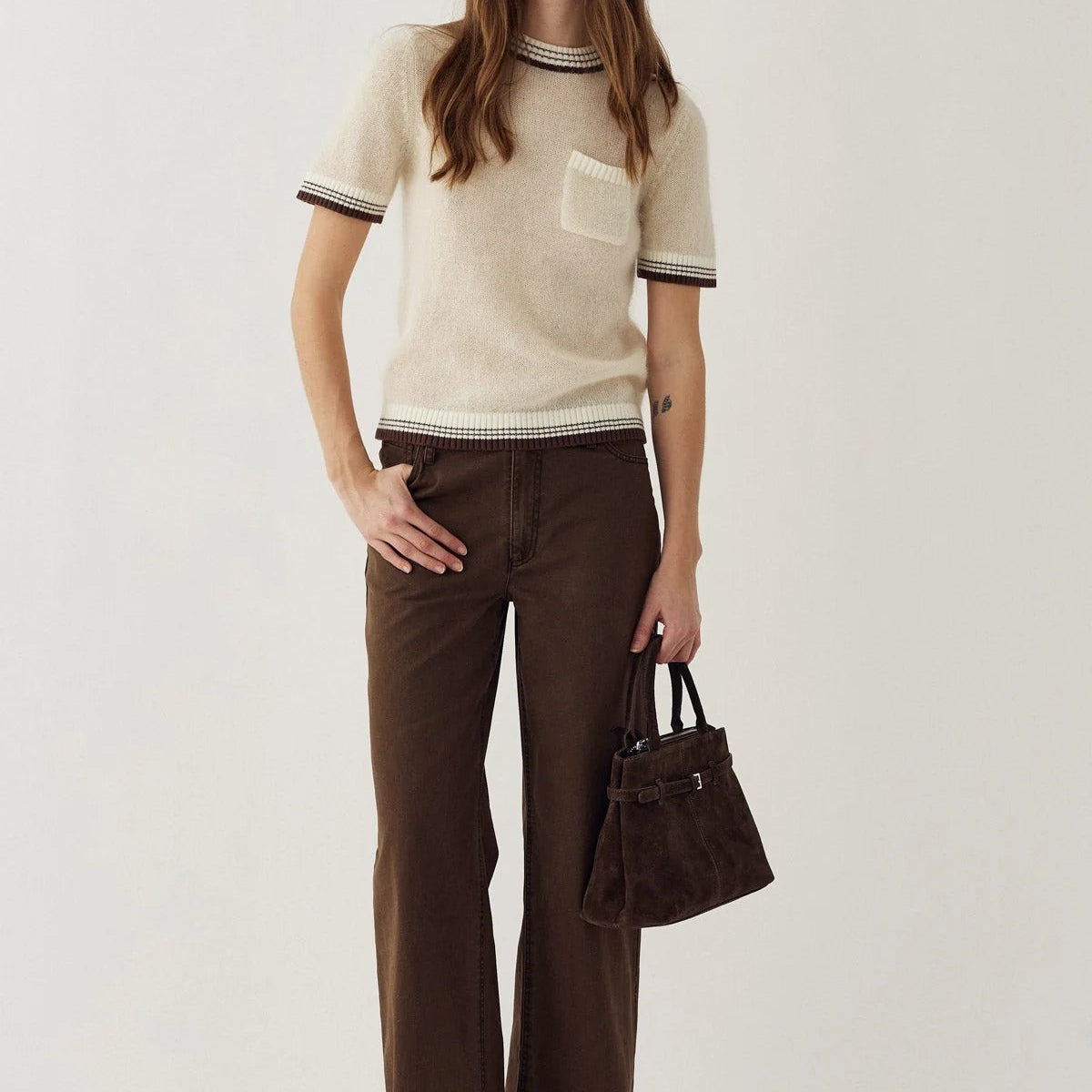 Noella Marthy Knit Ivory Brown - Steranko Clothing Manchester