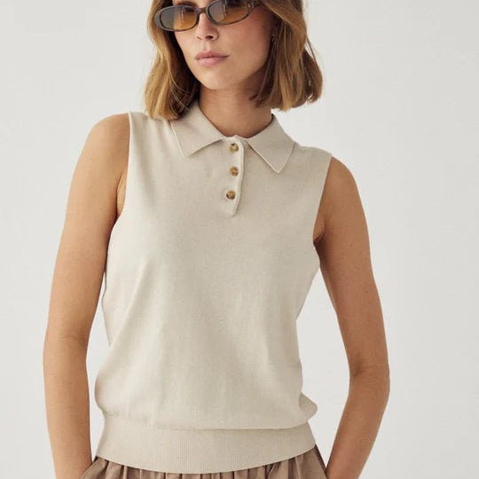 Noella Maxine SL Knit Polo Oyster - Steranko Clothing Manchester