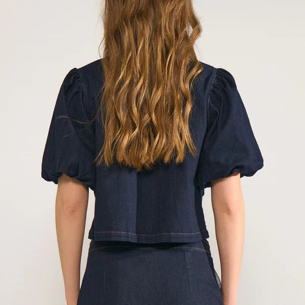 Numph Aletta SS Shirt Dark Blue Denim - Steranko Clothing Manchester