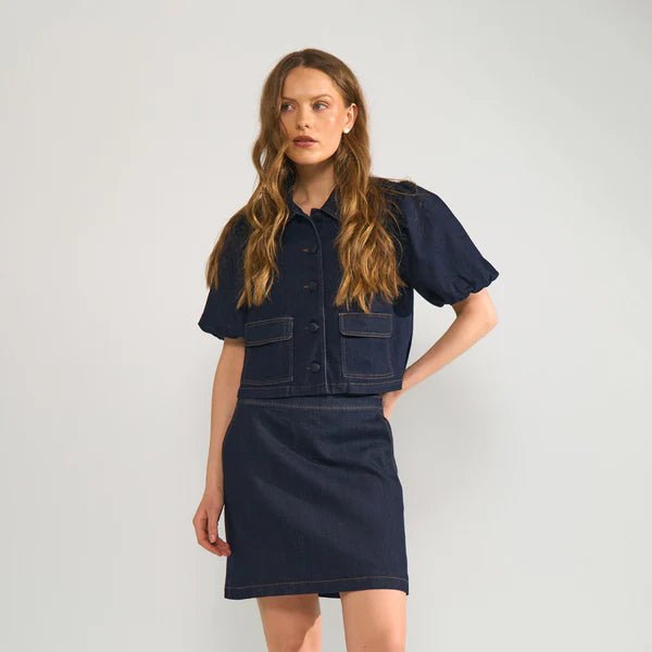 Numph Aletta SS Shirt Dark Blue Denim - Steranko Clothing Manchester