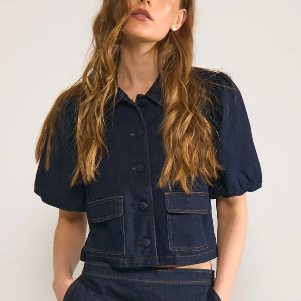 Numph Aletta SS Shirt Dark Blue Denim - Steranko Clothing Manchester