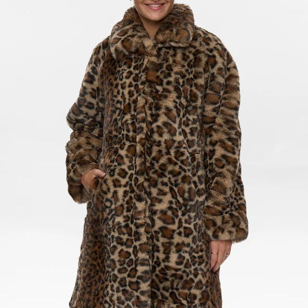 Numph Lulla Faux Fur Coat Black Coffee - Steranko Clothing Manchester
