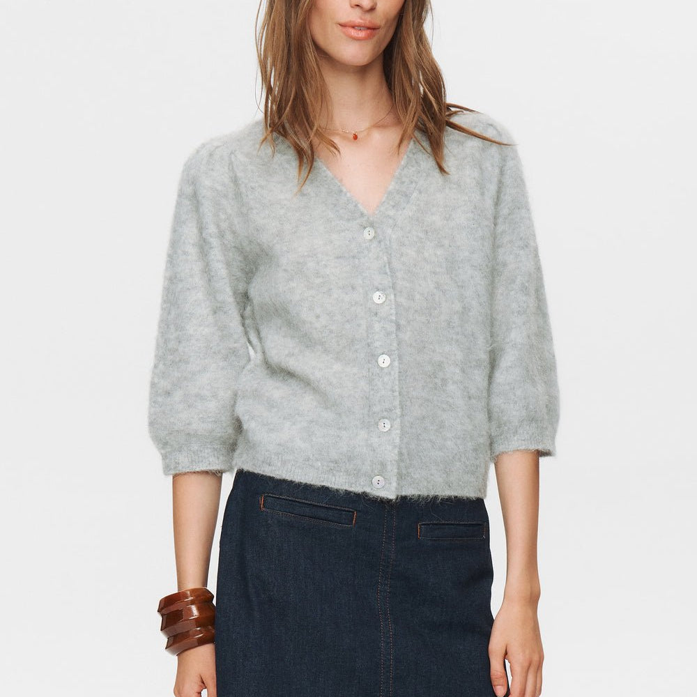 Numph Siri Brushed Cardigan Light Grey Melange - Steranko Clothing Manchester